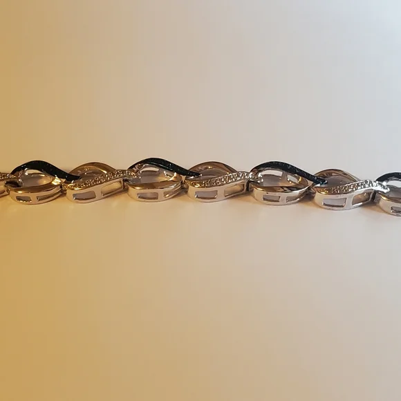 Sterling Blue White Diamond Infinity Bracelet - Picture 4 of 17